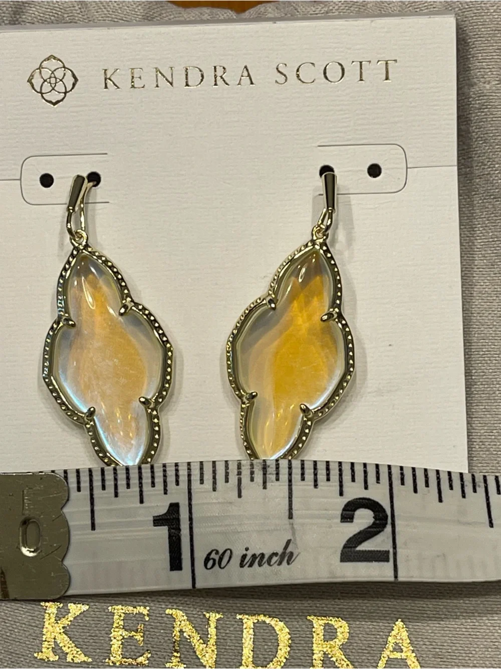 Kendra Scott Abble Drop Earrings gold dichroic glass